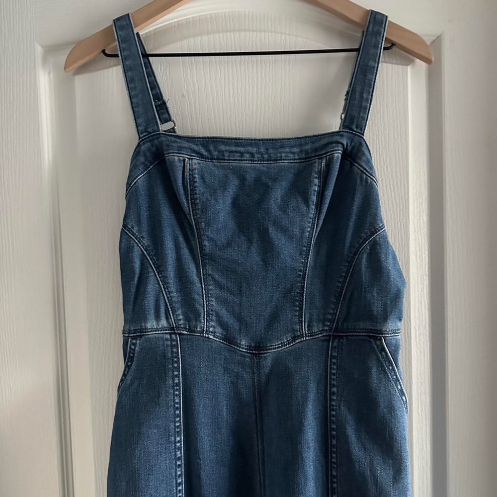 Petite Wide Leg Denim Jumpsuit